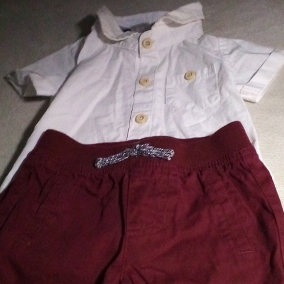 Cat & Jack 3-6 Months Baby Boys Outfit, Button Up Bodysuit & Lined Pants Set - Picture 2 of 12